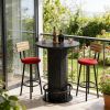 Bar Table, Round Bistro Pub Table with Footrest for Dining Coffee Cocktail(Only Table)