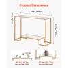 2-Tier Glass Console Table, Modern Rectangle Sofa Side Table with Tempered Glass Top and Iron Legs