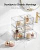 4 Pack Small Clear Stackable Storage Drawers,Acrylic Bathroom Makeup Organizer,Plastic Storage Bins For Vanity, Undersink, Kitchen Cabinets, Pantry