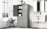 Tall and Wide Storage Cabinet with Doors for Bathroom/Office, Three Drawers