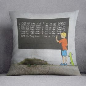 Banksy Bart Simpson Cushion (Insert: Without Insert, size: 16" X 16")