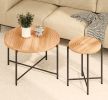 2-Piece Coffee and End Table Set Ã¢â‚¬â€œ Waterproof MDF with PVC Cover, Distressed Cylindrical Design, Black Metal Legs Ã¢â‚¬â€œ Classic Rustic Charm
