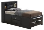 Stylish Black Queen Storage Bed With Modern Design