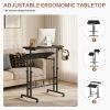 Dual Desktop Height Adjustable Rolling Desk with Wheels, Treadmill Desk for Walking Pad