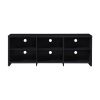 65 in. Wood Black Oak TV Stand with 6 Storage Shelves