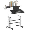 Dual Desktop Height Adjustable Rolling Desk with Wheels, Treadmill Desk for Walking Pad
