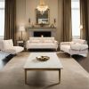 Luxurious Comfy 3-Seater Sofa with Cushions and Gold Legs