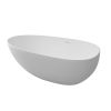 67 in. Solid Surface Freestanding Soaking Bathtub in Matte White