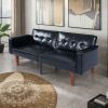 Foldable Faux Leather Sofa Bed for Living Room & Office Premium Synthetic Leather Cover High Resilience Foam Padding 3 Stage Adjustability Space Savin