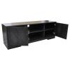 59 in. Wood Black Oak TV Stand with 2 Storage Cabinets