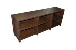 65 in. Wood Black Oak TV Stand with 6 Storage Shelves