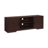 59 in. Wood Black Oak TV Stand with 2 Storage Cabinets