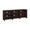 65 in. Wood Black Oak TV Stand with 6 Storage Shelves