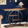 105cm Industrial Console Table 4-Tier Sofa Table Entrance Table with round Foot Modern Vintage Style Living Room Decor
