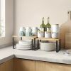2 Pack Adjustable Stackable Wood Storage Shelves, Multi Purpose Countertop Organizer Rack for Kitchen, Spice, Bathroom and Pantry