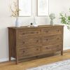 6 Drawer Dresser For Bedroom, Wood Storage Cabinet With Black Handles, Modern Closet Of Drawers for Living Room