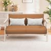 Loveseat Sofa for Small Spaces with Throw Pillows Rubber Wood Frame Padded Seat