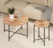 Radial Pattern 2-Piece Coffee and End Table Set Ã¢â‚¬â€œ Waterproof MDF with PVC Cover, Distressed Cylindrical Design