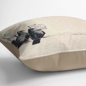 Banksy Anti-Immigration Birds Cushion (Insert: With Insert, size: 14" X 14")