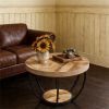 80 Cm round Coffee Table with 2 Shelves Industrial Living Room Table Modern Sofa Table with Storage Space