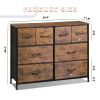 8 Drawers Fabric Cabinet Metal Frame Wide Wood Top Storage Tower TV Stand Clothes Organizer for Bedroom Living Room,Rust Brown