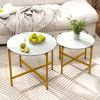 Round Coffee Table Set of 2 with Heavy-Duty Metal Frame