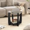 32" 2-Tier Glass Round Coffee Table with Storage Shelf
