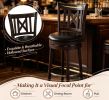 Set of 4 Swivel Bar Stools with Hollowed Backrest And Footrest Adjustable Height Bar Chairs for Kitchen Island Or Breakfast Bar
