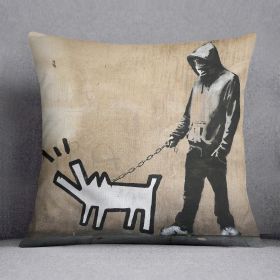 Banksy Keith Haring Dog Cushion (Insert: Without Insert, size: 16" X 16")