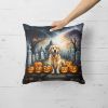 Golden Retriever Spooky Halloween Throw Pillow Machine Washable, Indoor Outdoor Decorative Pillow for Couch, Bed or Patio, 18Hx18W