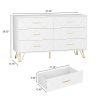 6 Drawer Dresser For Bedroom, Storage Cabinet With Golden Handles, Modern Closet Of Drawers For Living Room