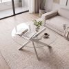 Glass Coffee Table Round Clear Center Table with Tempered Glass Top