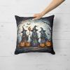 Witches Spooky Halloween Throw Pillow Machine Washable, Indoor Outdoor Decorative Pillow for Couch, Bed or Patio, 18Hx18W