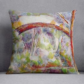 River at the Bridge of Three Sources by Cezanne Cushion (Insert: Without Insert, size: 16" X 16")