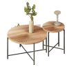 Radial Pattern 2-Piece Coffee and End Table Set Ã¢â‚¬â€œ Waterproof MDF with PVC Cover, Distressed Cylindrical Design
