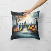 Ghosts Spooky Halloween Throw Pillow Machine Washable, Indoor Outdoor Decorative Pillow for Couch, Bed or Patio, 18Hx18W