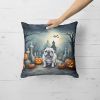 English Bulldog Spooky Halloween Throw Pillow Machine Washable, Indoor Outdoor Decorative Pillow for Couch, Bed or Patio, 18Hx18W
