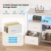 TV stand, 4 drawers, with LED lights and power sockets, 50-inch TV living room furniture, with open shelves and adjustable feet