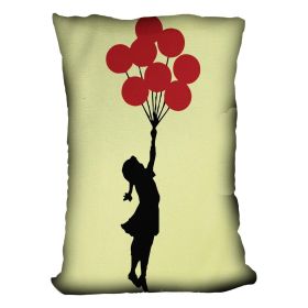 Banksy Flying Balloon Girl Yellow Cushion (Insert: Without Insert, size: 14" X 14")