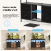 TV stand, 4 drawers, with LED lights and power sockets, 50-inch TV living room furniture, with open shelves and adjustable feet