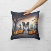 Papillon Spooky Halloween Throw Pillow Machine Washable, Indoor Outdoor Decorative Pillow for Couch, Bed or Patio, 18Hx18W