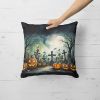 Graveyard Spooky Halloween Throw Pillow Machine Washable, Indoor Outdoor Decorative Pillow for Couch, Bed or Patio, 18Hx18W