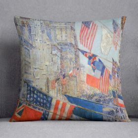 Day of allied victory 1917 by Hassam Cushion (Insert: Without Insert, size: 14" X 14")