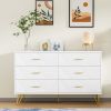 6 Drawer Dresser For Bedroom, Storage Cabinet With Golden Handles, Modern Closet Of Drawers For Living Room