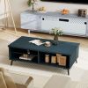 2-Tier Mid Century Modern Coffee Table with Storage Shelves Compartments
