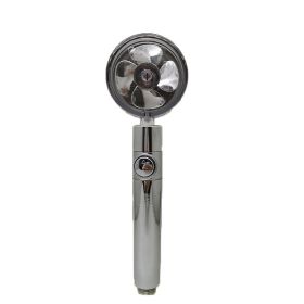 Propeller Driven Shower Head With Stop Button And Cotton Filter Turbocharged High Pressure Handheld Shower Nozzle (Color: Silver)