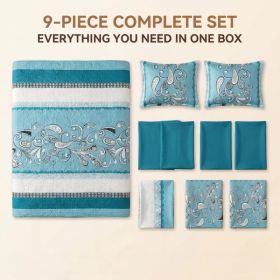 Surprise Room Makeover! 9-Piece Mystery Bedding & Curtain Bundle, Choose Your Size - Random Color/Pattern Quilted Bedspread Set with Light Filtering W (Option: Surprise-KING)