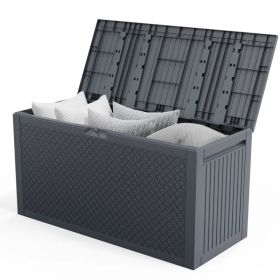90gal Outdoor Garden Plastic Storage Deck Box Chest Tools Cushions Toys Lockable Seat (Option: Default title)